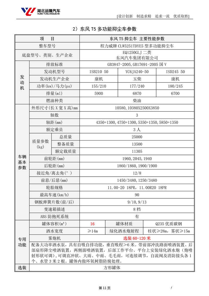16噸東風T5多功能抑塵車資料（圓罐、60-120米霧炮）(圖5)