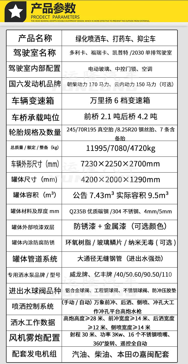 藍牌5方圓罐30米霧炮車，東風小多利卡抑塵車(圖3)